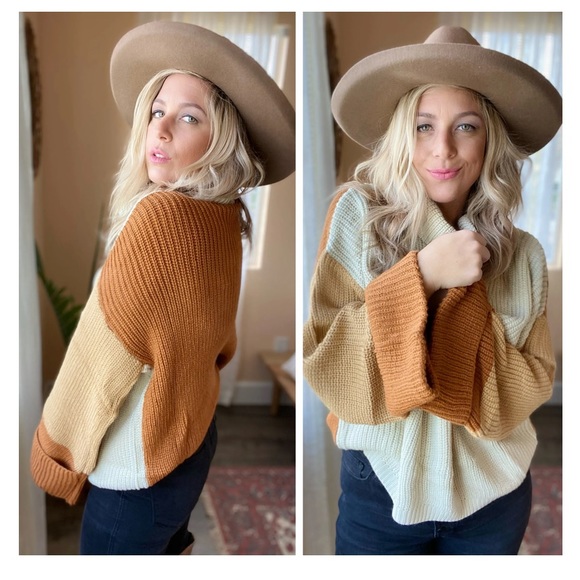 OVERSIZED COWL NECK MULTI SWEATER - Picture 5 of 7